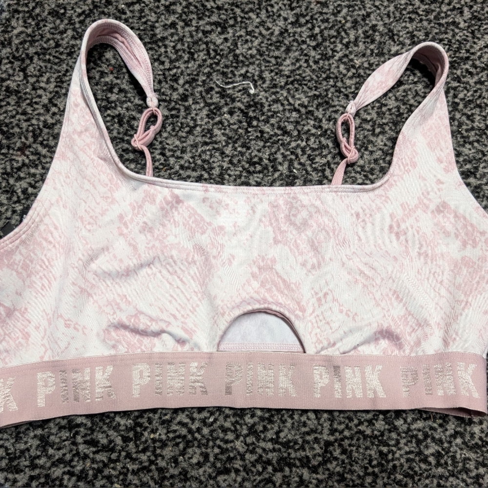 PINK Victoria's Secret Pink Sports Bra with Adjustable Straps and Keyhole Detail
